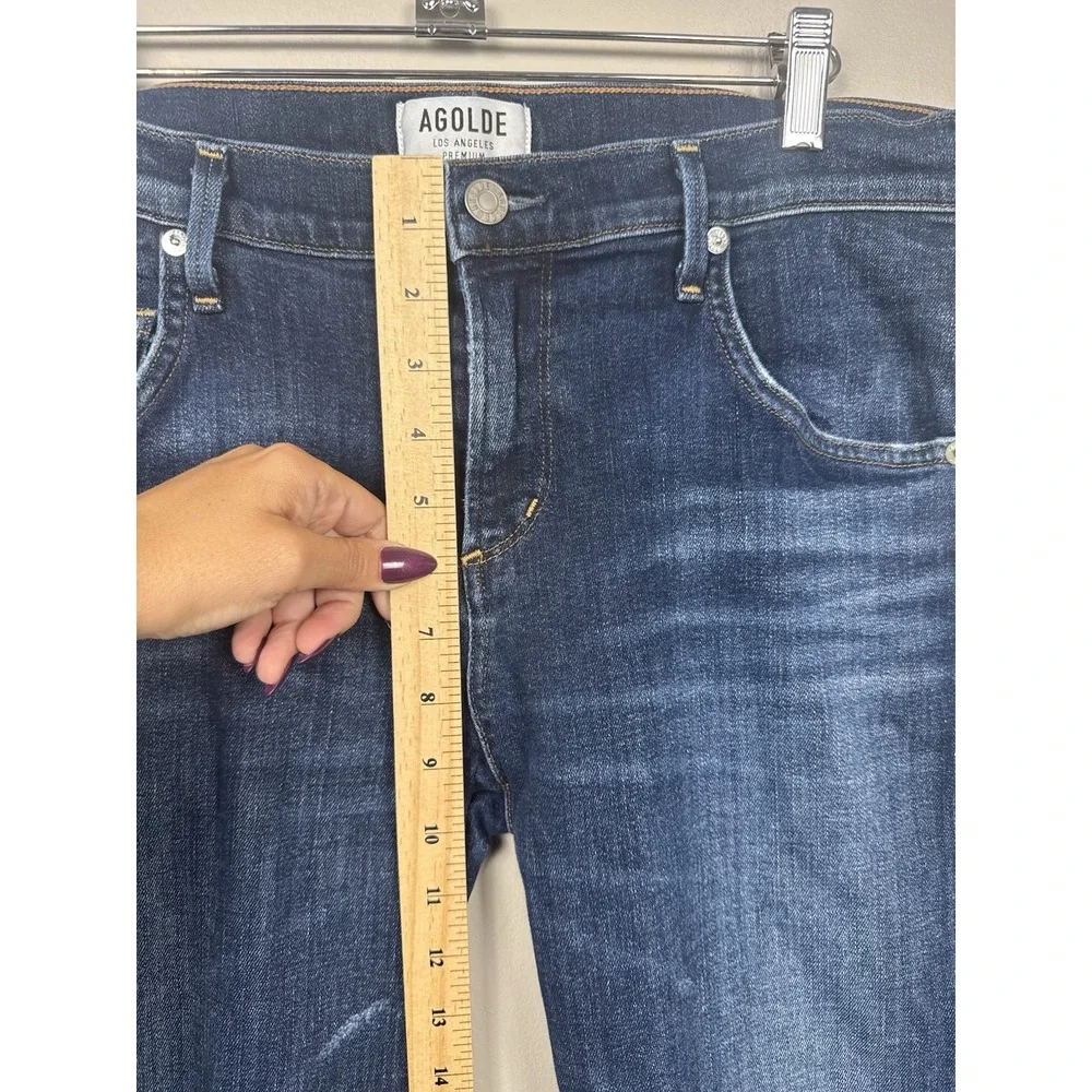 Agolde Isabel Straight Fit Boyfriend Jeans A015B-827‎ Distressed Dark Wash Sz 29